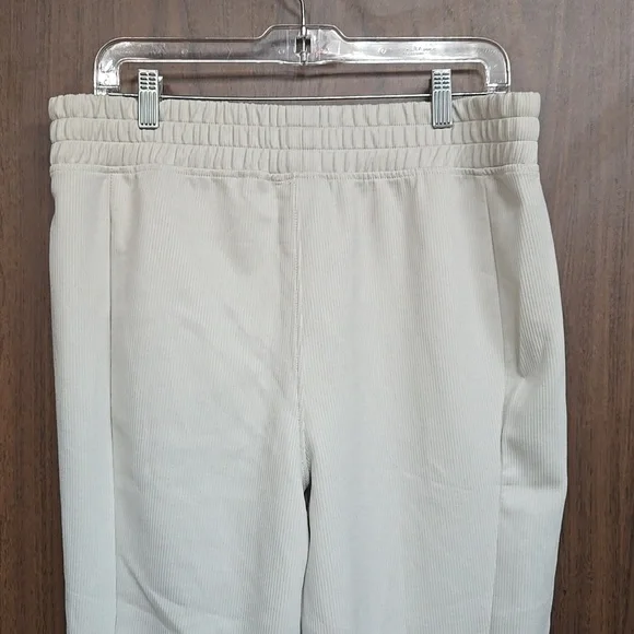 Spyder Size L Ivory Ribbed High Rise Wide Leg Pant - Picture 5 of 7